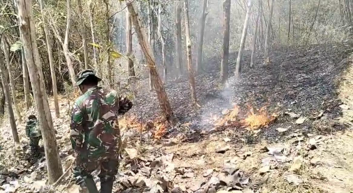 Personel Koramil Campurdarat Padamkan Kebakaran